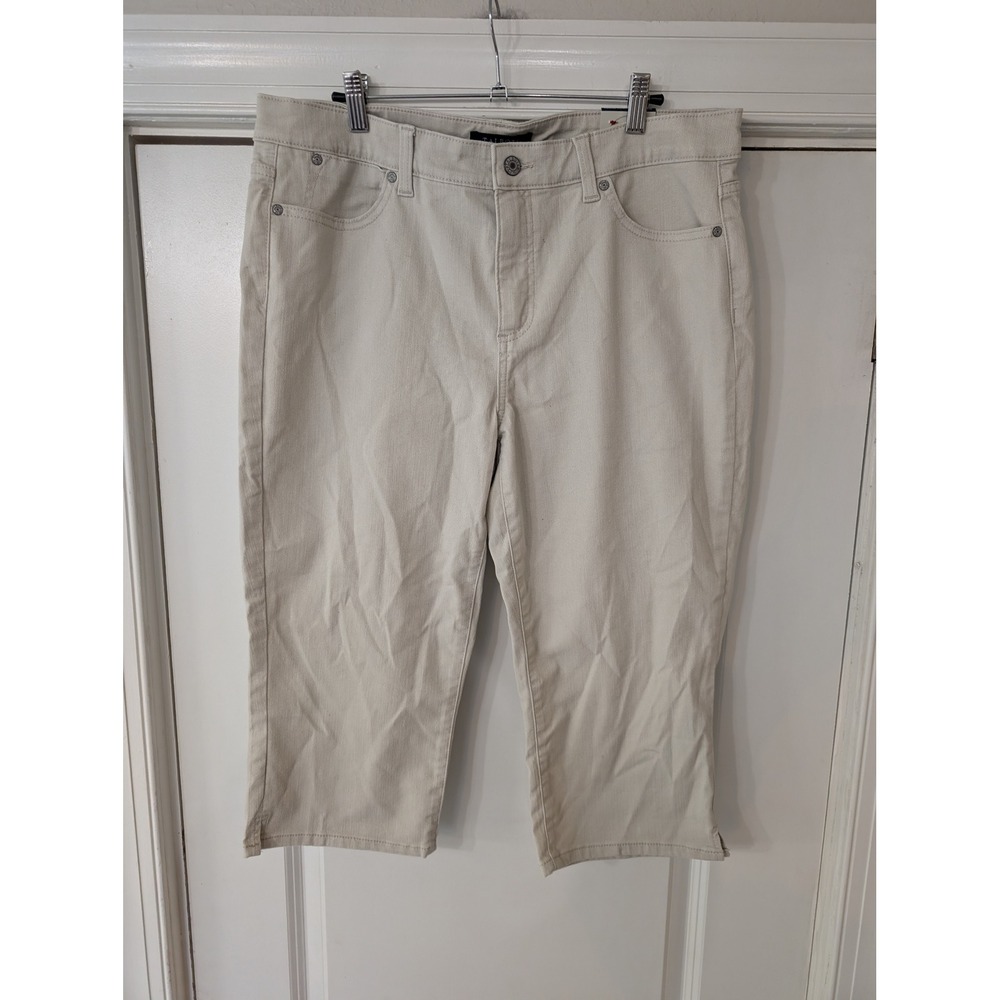 Talbots Simply Flattering Pedal Pusher Pants Beige 14 NEW coastal grandma preppy